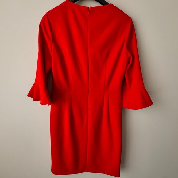 Donna Morgan ¾ Bell Sleeve Sheath Dress Red - Picture 3 of 8